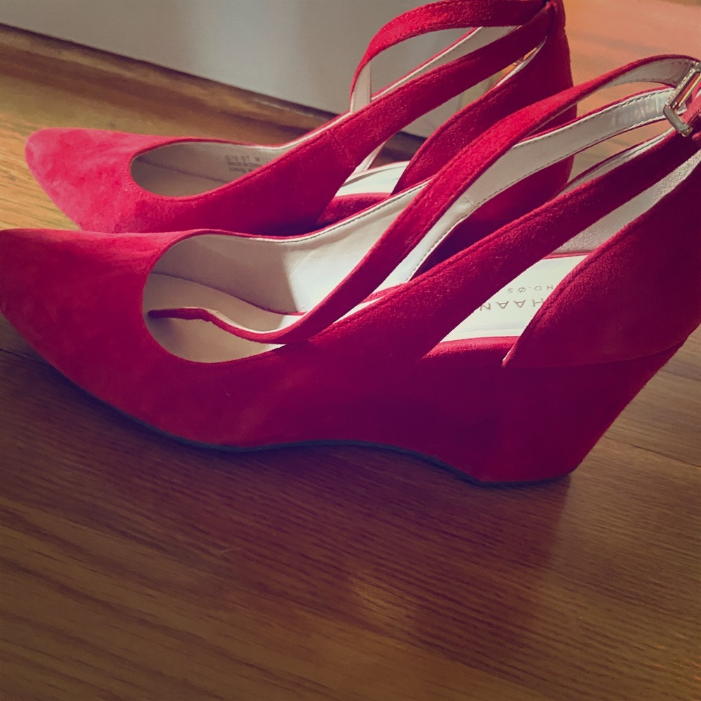 Red Suede Cole Haan wedge